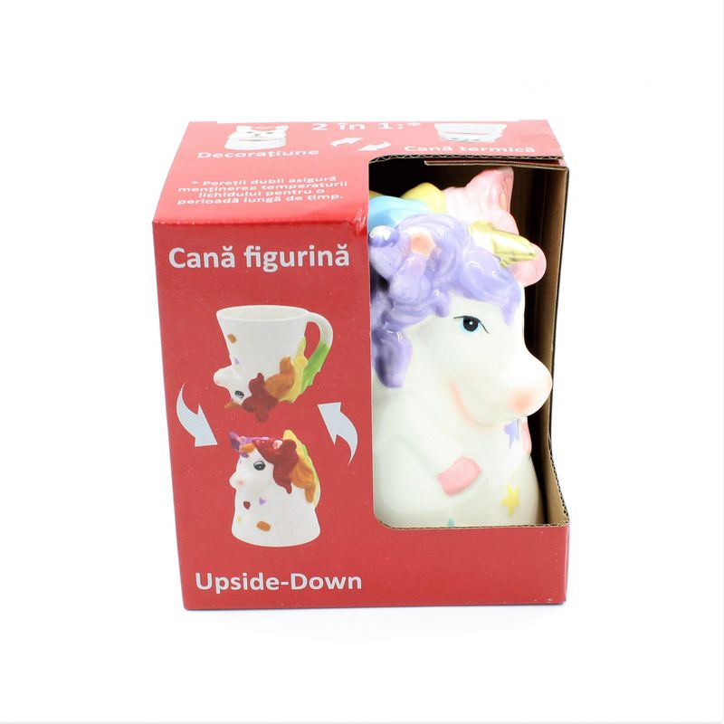 Casa si Gradina - Bucatarie si vesela - Cani si pahare - Cani si cesti - Cana figurina upside-down "Unicorn cu stelute" - Infinity.ro