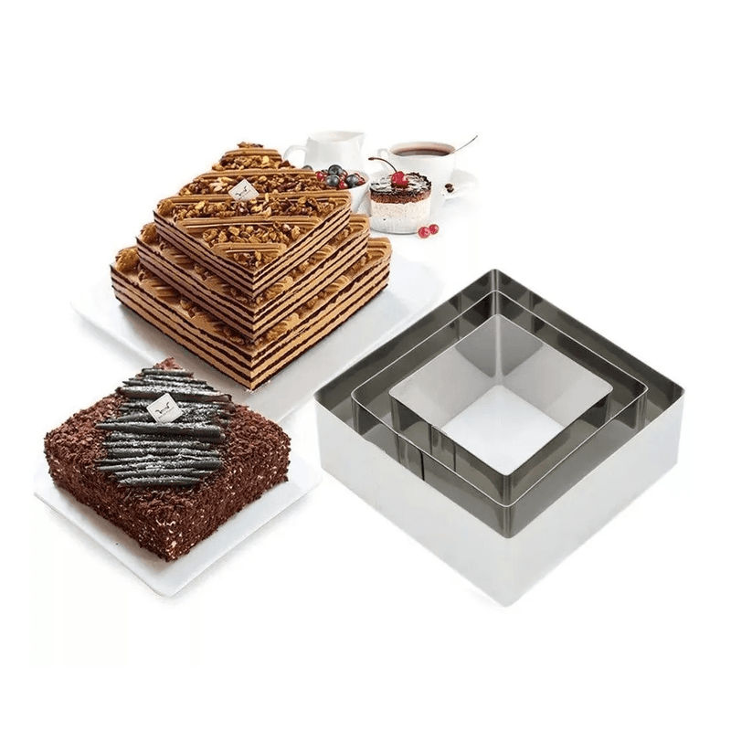 Casa si Gradina - Bucatarie si vesela - Ustensile bucatarie - Forme prajituri - Set 3 rame pentru tort forma patrata ABYZ - Infinity.ro
