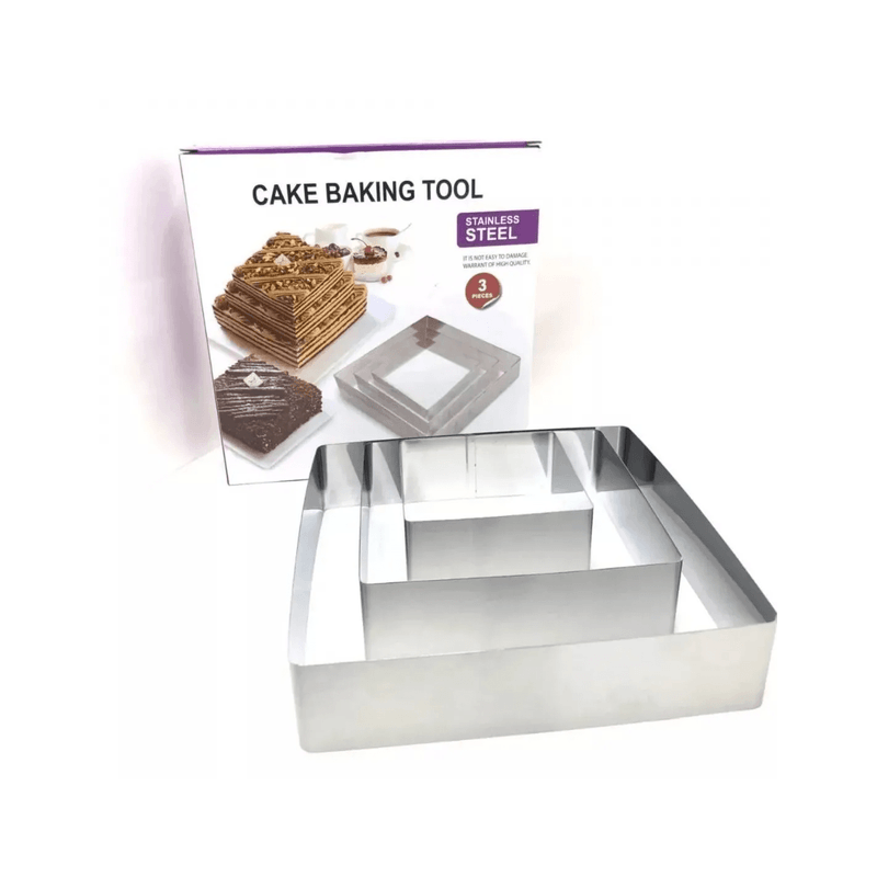 Casa si Gradina - Bucatarie si vesela - Ustensile bucatarie - Forme prajituri - Set 3 rame pentru tort forma patrata ABYZ - Infinity.ro