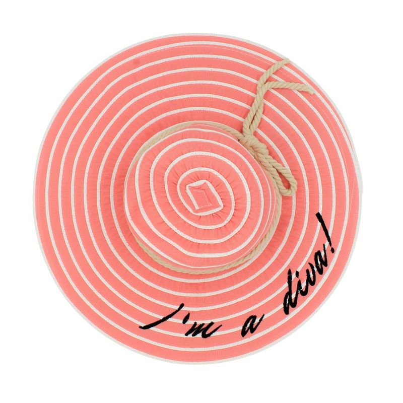 Fashion, accesorii si bijuterii - Femei - Accesorii femei - Caciuli si palarii femei - Palarie plaja dama roz dungi albe - Infinity.ro