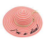 Fashion, accesorii si bijuterii - Femei - Accesorii femei - Caciuli si palarii femei - Palarie plaja dama roz dungi albe - Infinity.ro