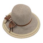 Fashion, accesorii si bijuterii - Femei - Accesorii femei - Caciuli si palarii femei - Palarie plaja dama gri cu funda maro - Infinity.ro