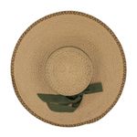 Fashion, accesorii si bijuterii - Femei - Accesorii femei - Caciuli si palarii femei - Palarie plaja dama bej cu funda verde - Infinity.ro
