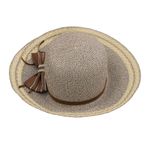 Fashion, accesorii si bijuterii - Femei - Accesorii femei - Caciuli si palarii femei - Palarie plaja dama gri cu funda maro - Infinity.ro