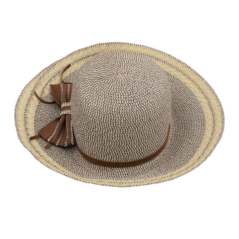 Fashion, accesorii si bijuterii - Femei - Accesorii femei - Caciuli si palarii femei - Palarie plaja dama gri cu funda maro - Infinity.ro