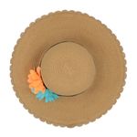 Fashion, accesorii si bijuterii - Femei - Accesorii femei - Caciuli si palarii femei - Palarie plaja dama maro cu flori portocaliu-bleu - Infinity.ro