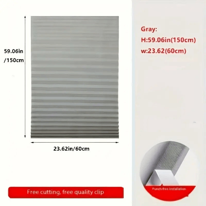 Casa si Gradina - Textile si covoare - Rulouri si jaluzele - Jaluzea Plisata cu Sistem de Prindere Autoadeziv Glixicom 60 x 150 cm Gri - Infinity.ro