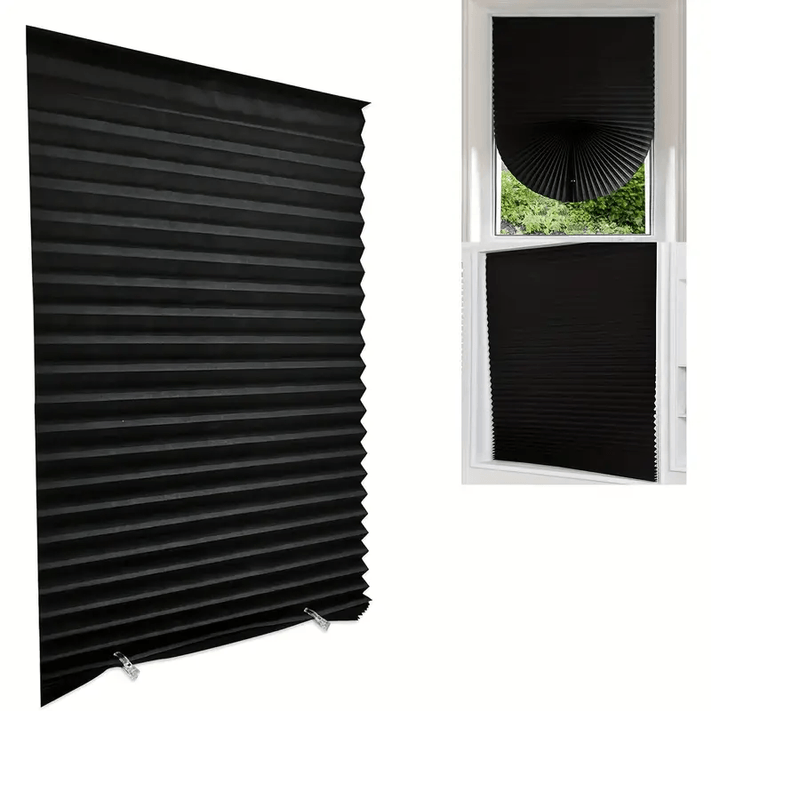 Casa si Gradina - Textile si covoare - Rulouri si jaluzele - Jaluzea Plisata cu Sistem de Prindere Autoadeziv Glixicom 60 x 150 cm Negru - Infinity.ro