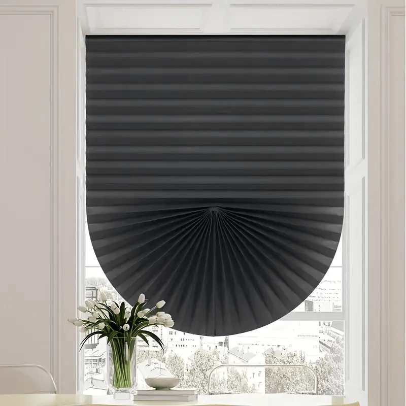 Casa si Gradina - Textile si covoare - Rulouri si jaluzele - Jaluzea Plisata cu Sistem de Prindere Autoadeziv Glixicom 60 x 150 cm Negru - Infinity.ro