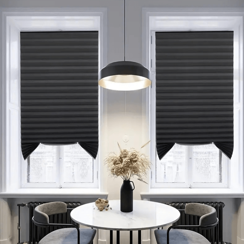 Casa si Gradina - Textile si covoare - Rulouri si jaluzele - Jaluzea Plisata cu Sistem de Prindere Autoadeziv Glixicom 60 x 150 cm Negru - Infinity.ro