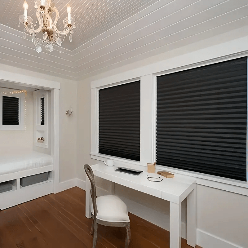 Casa si Gradina - Textile si covoare - Rulouri si jaluzele - Jaluzea Plisata cu Sistem de Prindere Autoadeziv Glixicom 60 x 150 cm Negru - Infinity.ro
