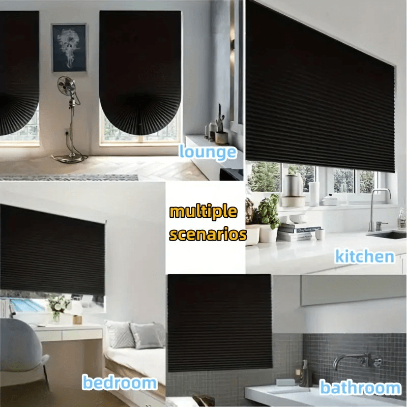 Casa si Gradina - Textile si covoare - Rulouri si jaluzele - Jaluzea Plisata cu Sistem de Prindere Autoadeziv Glixicom 60 x 150 cm Negru - Infinity.ro