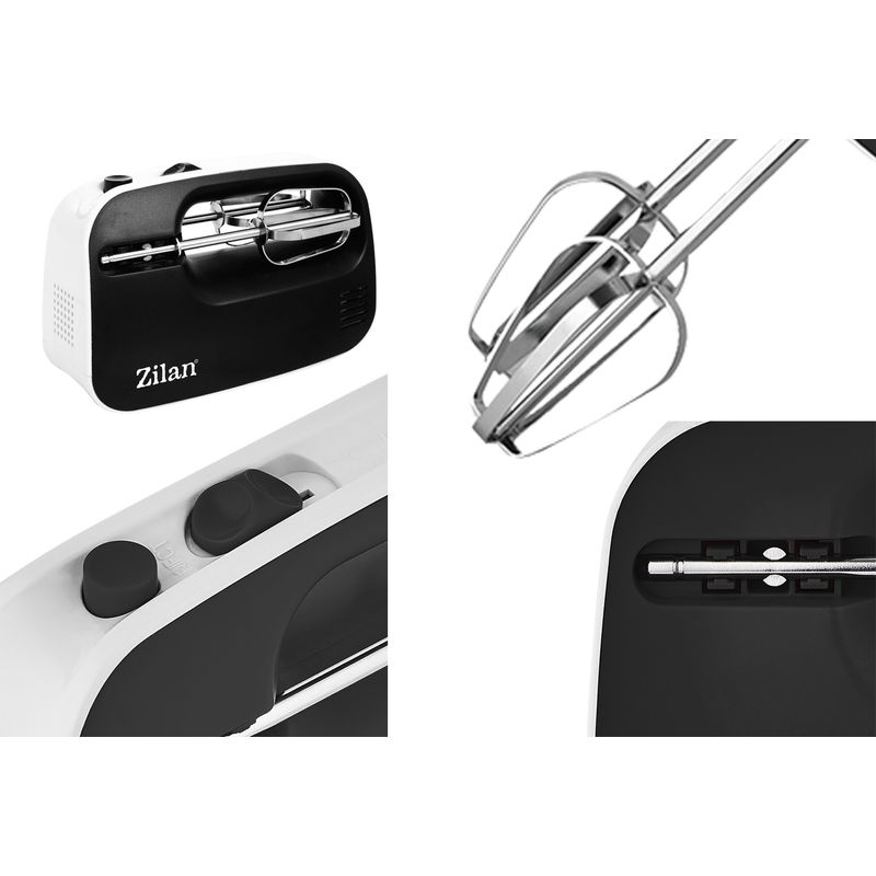 Electronice si Electrocasnice - Electrocasnice bucatarie - Mixere, tocatoare & roboti de bucatarie - Mixere - Mixer de mana ZIlan ZLN2151 Negru, 3 nivele de viteza, compact, 300W - Infinity.ro