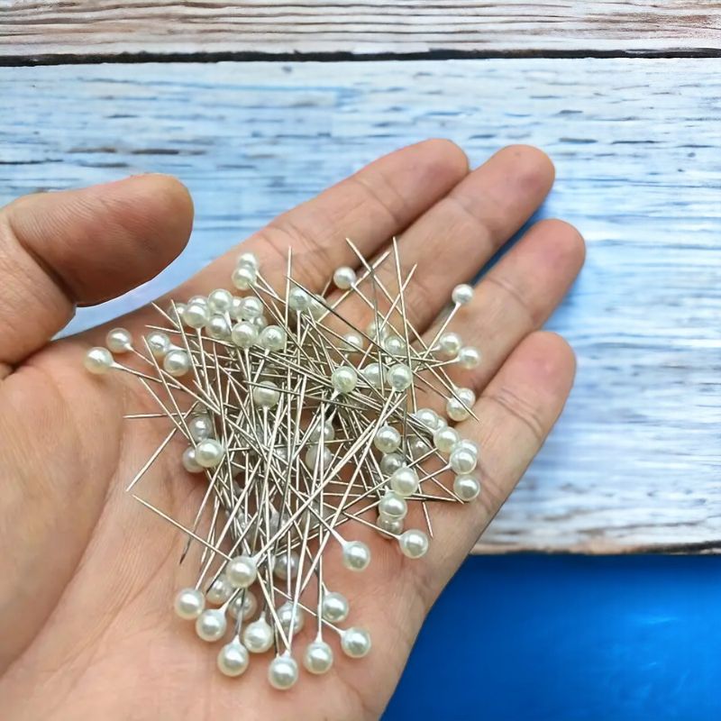 Casa si Gradina - Decoratiuni - DIY - Articole mercerie - Set 90 bolduri cu cap din plastic Crisalida, lungime 40 mm, Albe - Infinity.ro