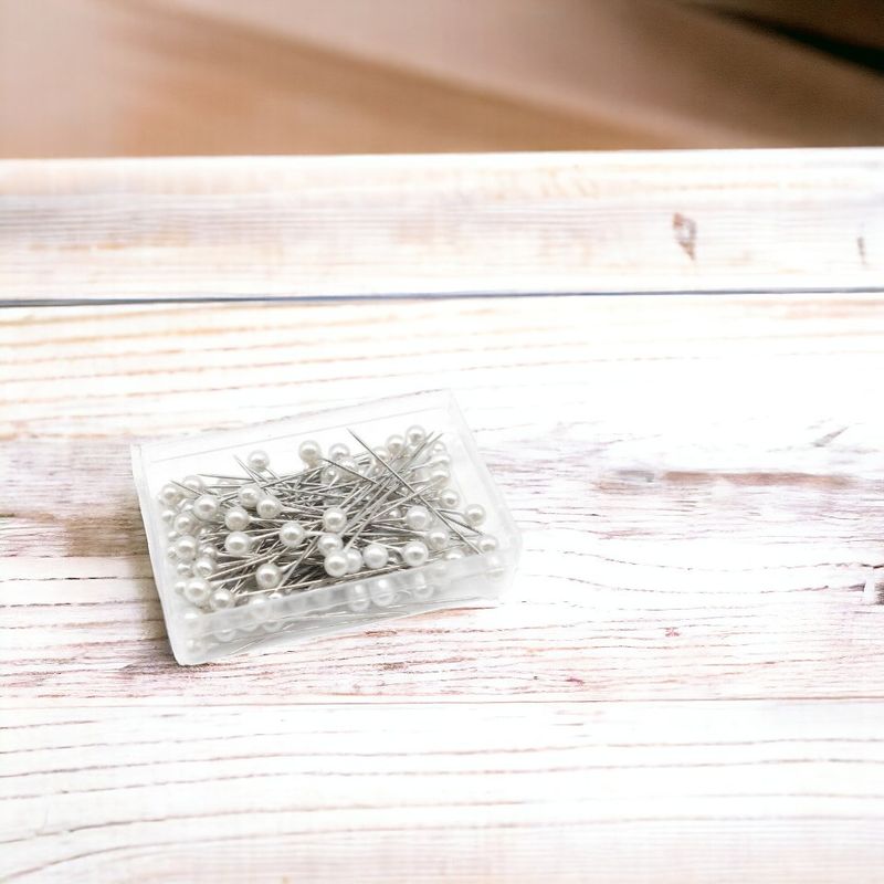 Casa si Gradina - Decoratiuni - DIY - Articole mercerie - Set 90 bolduri cu cap din plastic Crisalida, lungime 40 mm, Albe - Infinity.ro