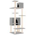 Petshop - Accesorii petshop - Jucarii animale - Ansambluri de joaca - Ansamblu de pisici, stalpi din funie sisal, gri deschis, 154 cm - Infinity.ro