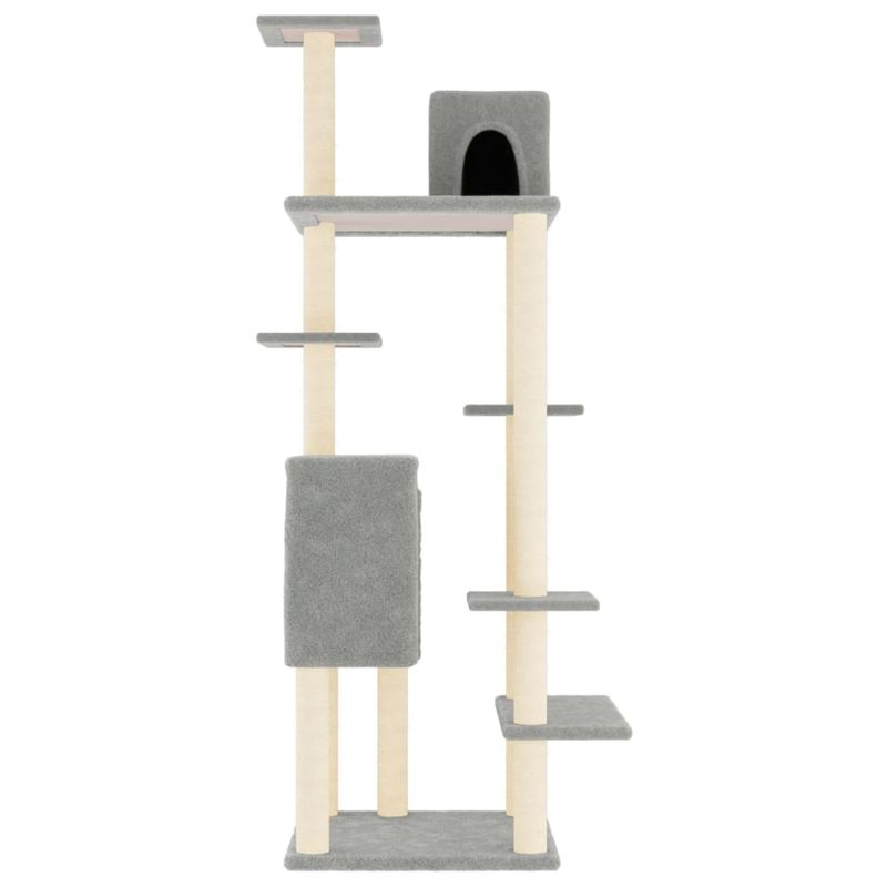 Petshop - Accesorii petshop - Jucarii animale - Ansambluri de joaca - Ansamblu de pisici, stalpi din funie sisal, gri deschis, 154 cm - Infinity.ro