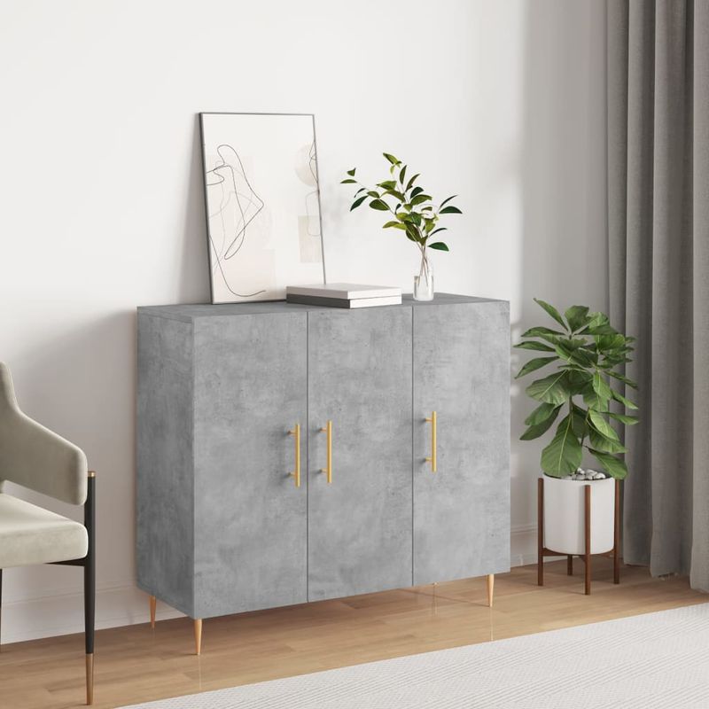 Casa si Gradina - Mobilier - Comode si corpuri - Comode - Servanta, gri beton, 90x34x80 cm, lemn compozit - Infinity.ro