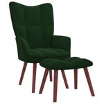Casa si Gradina - Mobilier - Scaune si fotolii - Fotolii - Fotoliu de relaxare cu taburet, verde inchis, catifea - Infinity.ro