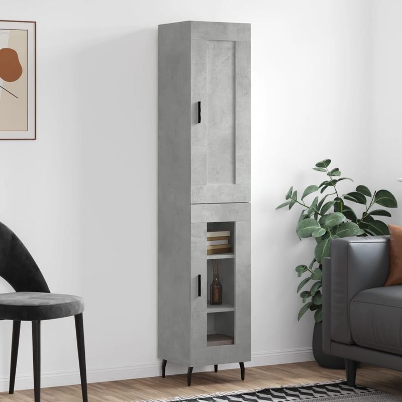Casa si Gradina - Mobilier - Comode si corpuri - Comode - Dulap inalt, gri beton, 34,5x34x180 cm, lemn prelucrat - Infinity.ro