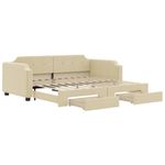 Casa si Gradina - Mobilier - Paturi si accesorii - Paturi - Pat de zi cu extensie si sertare, crem, 100x200 cm, textil - Infinity.ro
