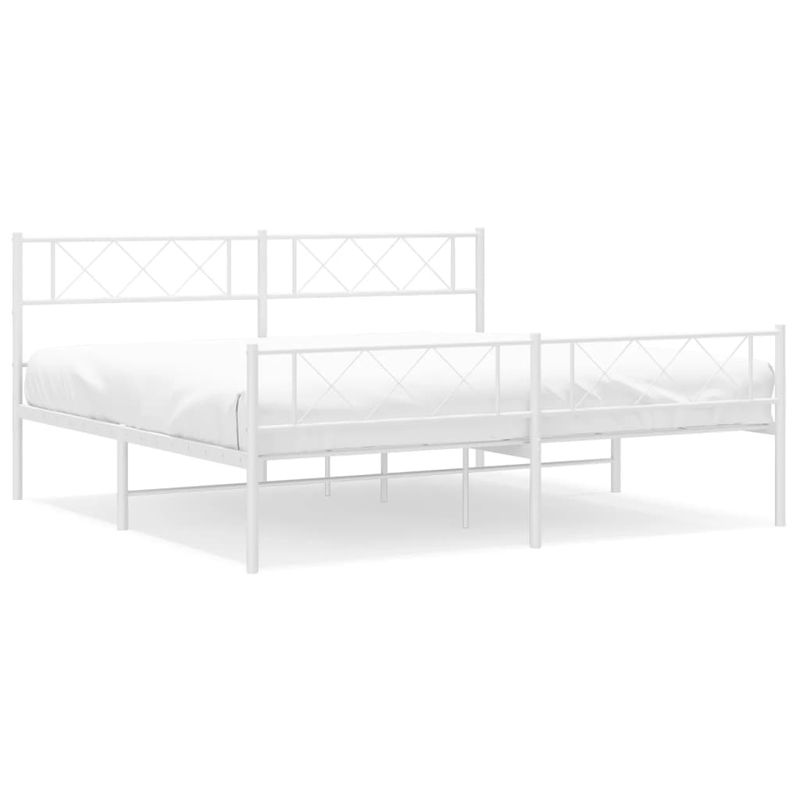Casa si Gradina - Mobilier - Paturi si accesorii - Paturi - Cadru de pat metalic cu tablie de cap/picioare, alb, 180x200 cm - Infinity.ro