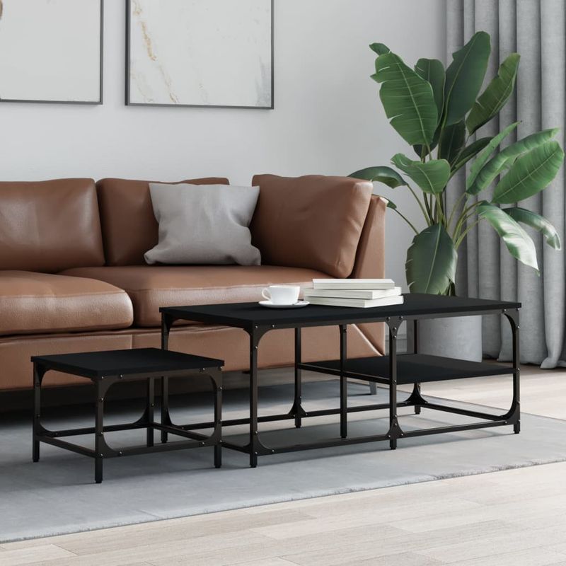 Casa si Gradina - Mobilier - Mese si birouri - Masute de cafea - Mese suprapuse de cafea, 2 buc, negru, lemn prelucrat - Infinity.ro