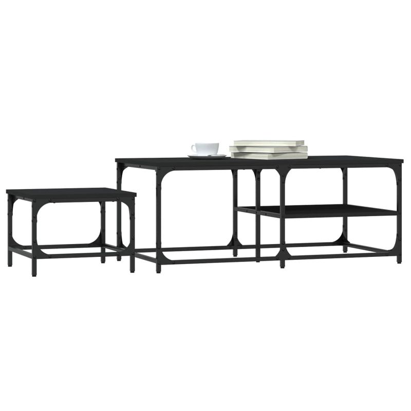 Casa si Gradina - Mobilier - Mese si birouri - Masute de cafea - Mese suprapuse de cafea, 2 buc, negru, lemn prelucrat - Infinity.ro