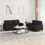 Casa si Gradina - Mobilier - Seturi de mobilier - Seturi living - Set de canapele cu perne, 2 piese, negru, piele ecologica - Infinity.ro
