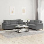 Casa si Gradina - Mobilier - Seturi de mobilier - Seturi living - Set de canapele cu perne, 2 piese, gri inchis, microfibra - Infinity.ro
