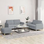 Casa si Gradina - Mobilier - Seturi de mobilier - Seturi living - Set de canapele cu perne, 3 piese, gri deschis, textil - Infinity.ro
