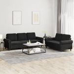 Casa si Gradina - Mobilier - Seturi de mobilier - Seturi living - Set de canapele cu perne, 2 piese, negru, catifea - Infinity.ro