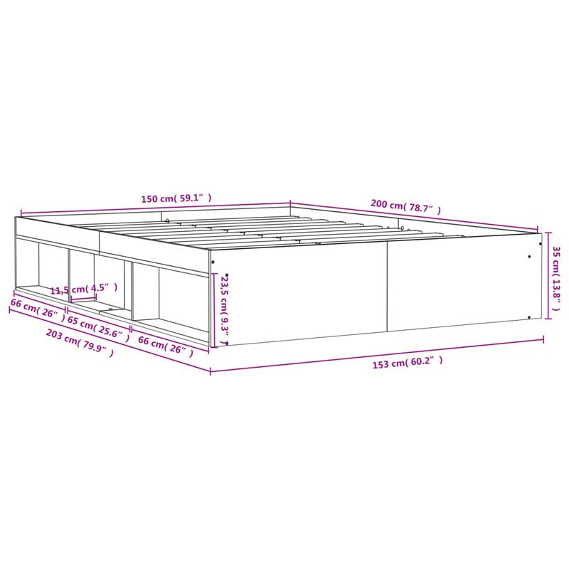 Casa si Gradina - Mobilier - Paturi si accesorii - Paturi - Cadru de pat King Size, sonoma gri, 150x200 cm - Infinity.ro