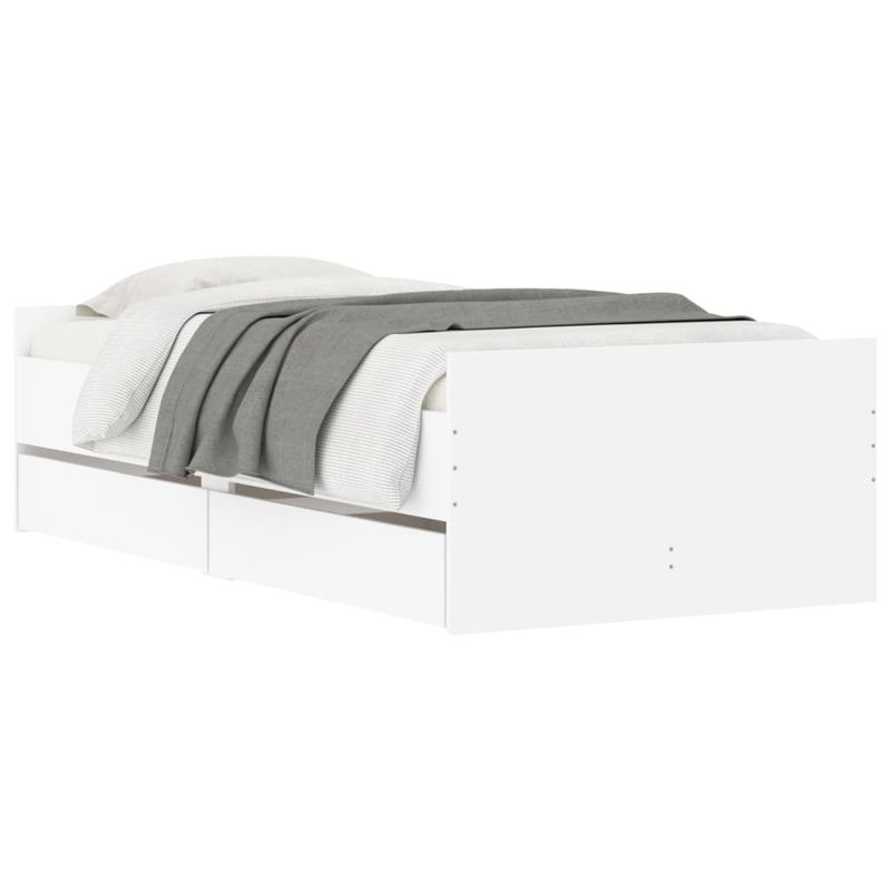 Casa si Gradina - Mobilier - Paturi si accesorii - Paturi - Cadru pat cu sertare, alb, 75x190 cm, mic single - Infinity.ro