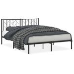 Casa si Gradina - Mobilier - Paturi si accesorii - Paturi - Cadru de pat metalic cu tablie, negru, 150x200 cm - Infinity.ro