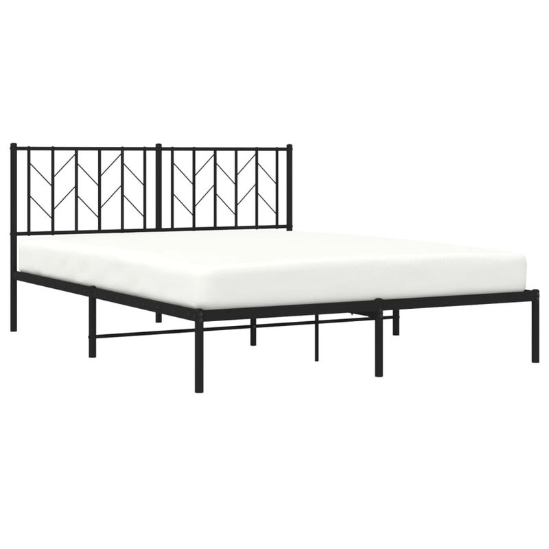 Casa si Gradina - Mobilier - Paturi si accesorii - Paturi - Cadru de pat metalic cu tablie, negru, 150x200 cm - Infinity.ro