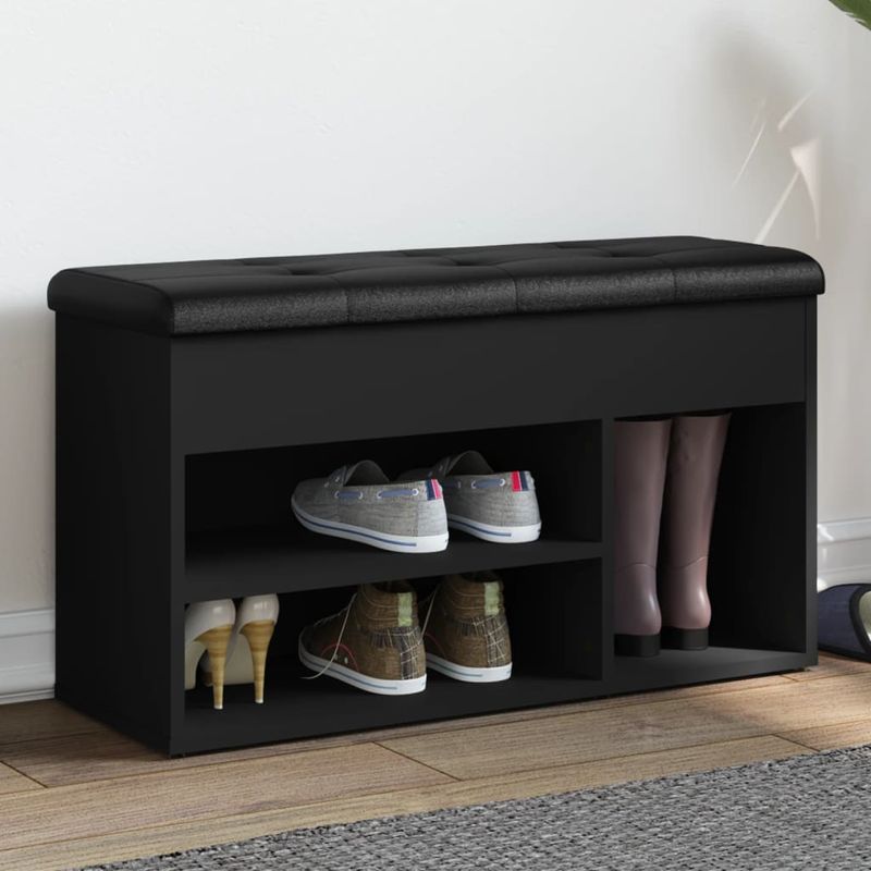 Casa si Gradina - Mobilier - Organizare si depozitare - Bancute - Banca de pantofi, negru, 82x32x45,5 cm, lemn prelucrat - Infinity.ro