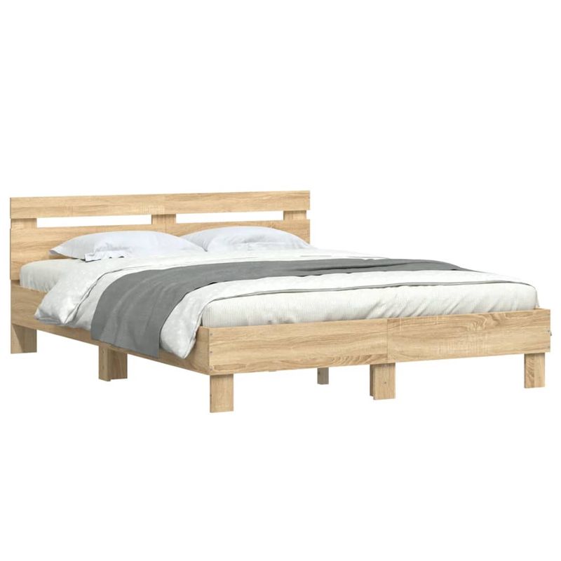 Casa si Gradina - Mobilier - Paturi si accesorii - Paturi - Cadru de pat cu tablie stejar sonoma 140x200 cm lemn prelucrat - Infinity.ro