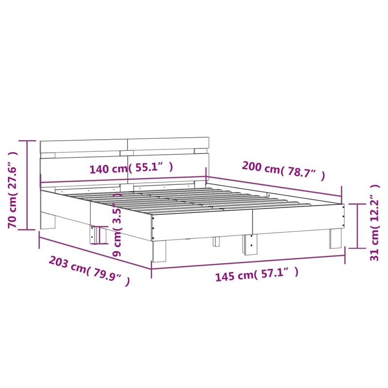 Casa si Gradina - Mobilier - Paturi si accesorii - Paturi - Cadru de pat cu tablie stejar sonoma 140x200 cm lemn prelucrat - Infinity.ro