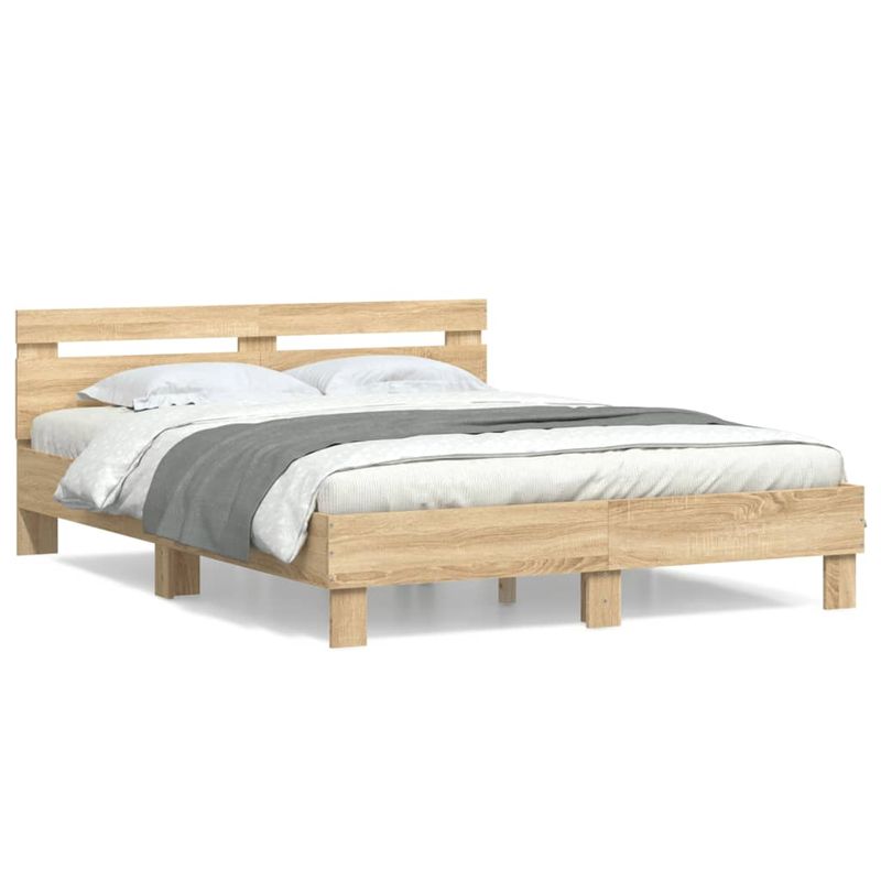 Casa si Gradina - Mobilier - Paturi si accesorii - Paturi - Cadru de pat cu tablie stejar sonoma 150x200 cm lemn prelucrat - Infinity.ro