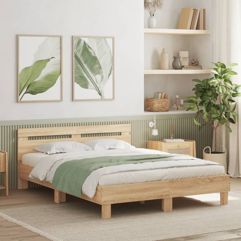 Casa si Gradina - Mobilier - Paturi si accesorii - Paturi - Cadru de pat cu tablie stejar sonoma 150x200 cm lemn prelucrat - Infinity.ro