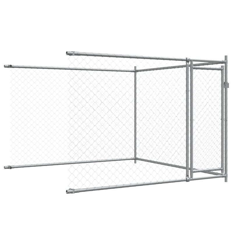Petshop - Accesorii petshop - Culcusuri si custi - Custi interior si exterior - Cusca pentru caini cu usi, gri, 10x2x1,5 m, otel galvanizat - Infinity.ro