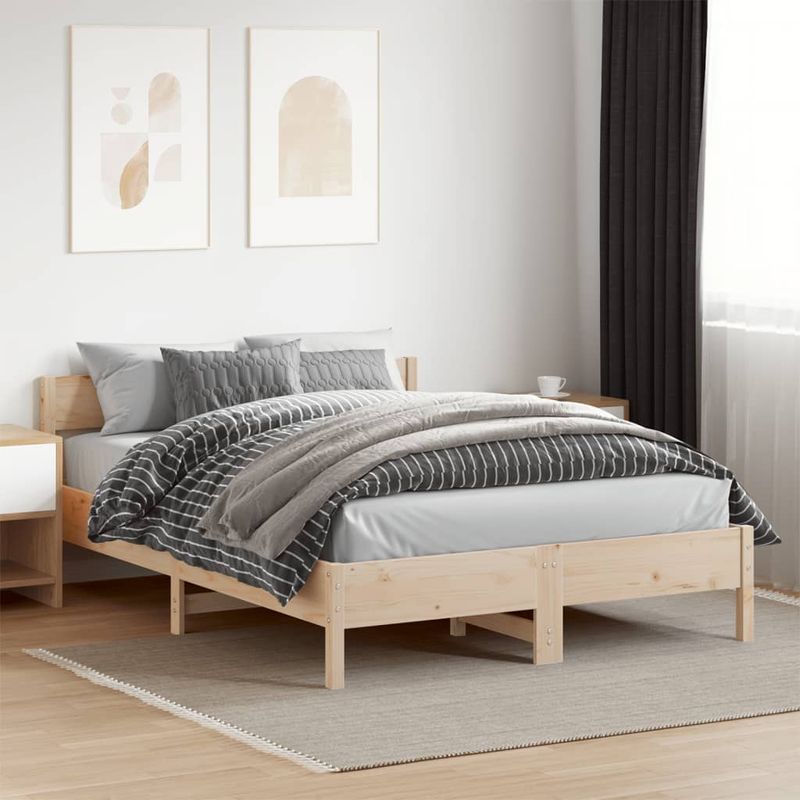 Casa si Gradina - Mobilier - Paturi si accesorii - Paturi - Cadru de pat cu tablie, 140x200 cm, lemn masiv de pin - Infinity.ro