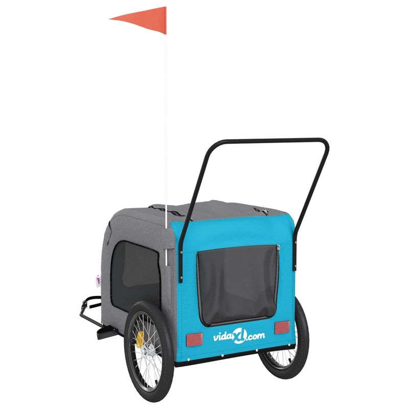 Petshop - Accesorii petshop - Culcusuri si custi - Genti si articole transport - Remorca bicicleta animale companie, albastru/gri, oxford/fier - Infinity.ro