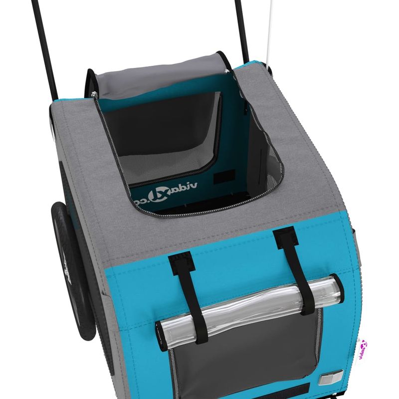 Petshop - Accesorii petshop - Culcusuri si custi - Genti si articole transport - Remorca bicicleta animale companie, albastru/gri, oxford/fier - Infinity.ro