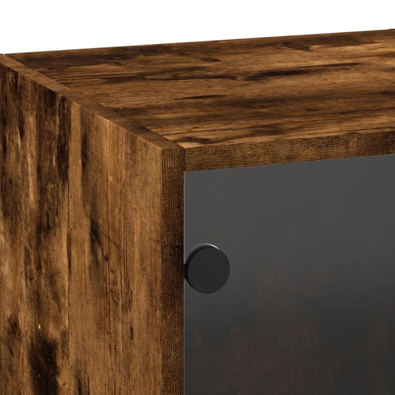 Casa si Gradina - Mobilier - Dulapuri si sifoniere - Dulapuri - Dulap de perete cu usi din sticla, stejar fumuriu,35x37x100 cm - Infinity.ro