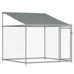 Petshop - Accesorii petshop - Culcusuri si custi - Custi interior si exterior - Cusca caini cu acoperis și usi, 6x2x2 m, otel galvanizat, model 1 ușă - Infinity.ro