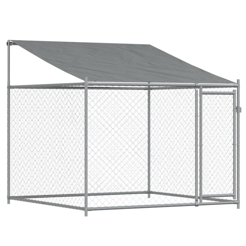 Petshop - Accesorii petshop - Culcusuri si custi - Custi interior si exterior - Cusca caini cu acoperis și usi, 6x2x2 m, otel galvanizat, model 1 ușă - Infinity.ro