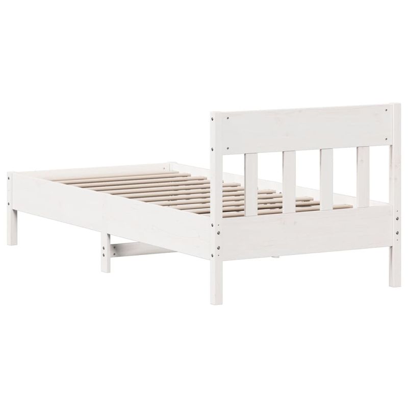 Casa si Gradina - Mobilier - Paturi si accesorii - Paturi - Cadru de pat cu tablie, alb, 100x200 cm, lemn masiv pin - Infinity.ro