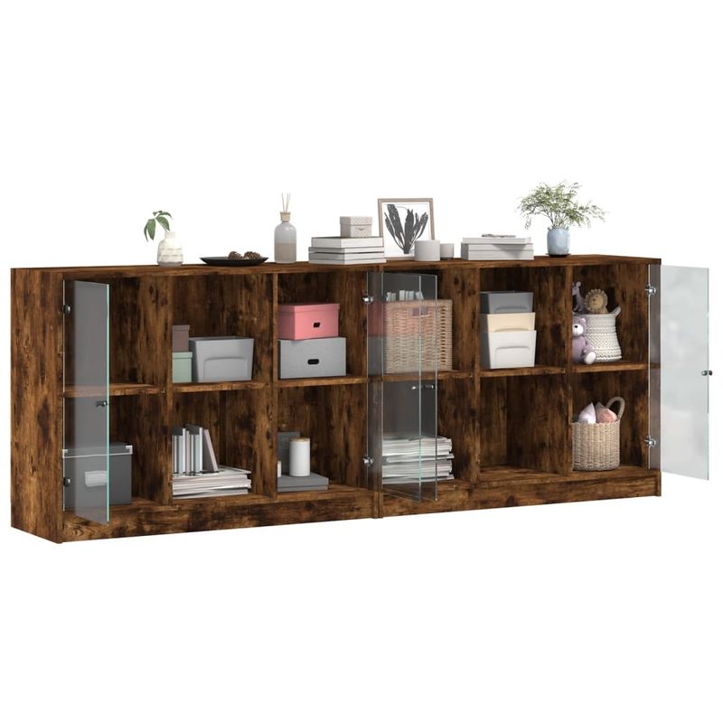 Casa si Gradina - Mobilier - Biblioteci si rafturi - Biblioteci - Biblioteca cu usi stejar fumuriu 204x37x75 cm lemn compozit - Infinity.ro